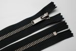 Cremallera metálica, tipo 5, no separable, plata oscura (níquel oxidado)