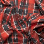 Щільний картатий денім 12 унцій під виварку (stone wash) червоний